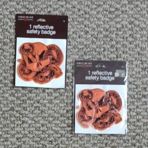 NEW American Greetings 2 Scary Reflective Badges Halloween Jacket Motorcycle NOS - Picture 1 of 4